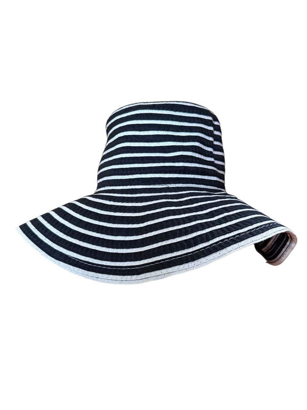 Laura Biagiotti
Black and White Striped Wide Brim Sun Hat
